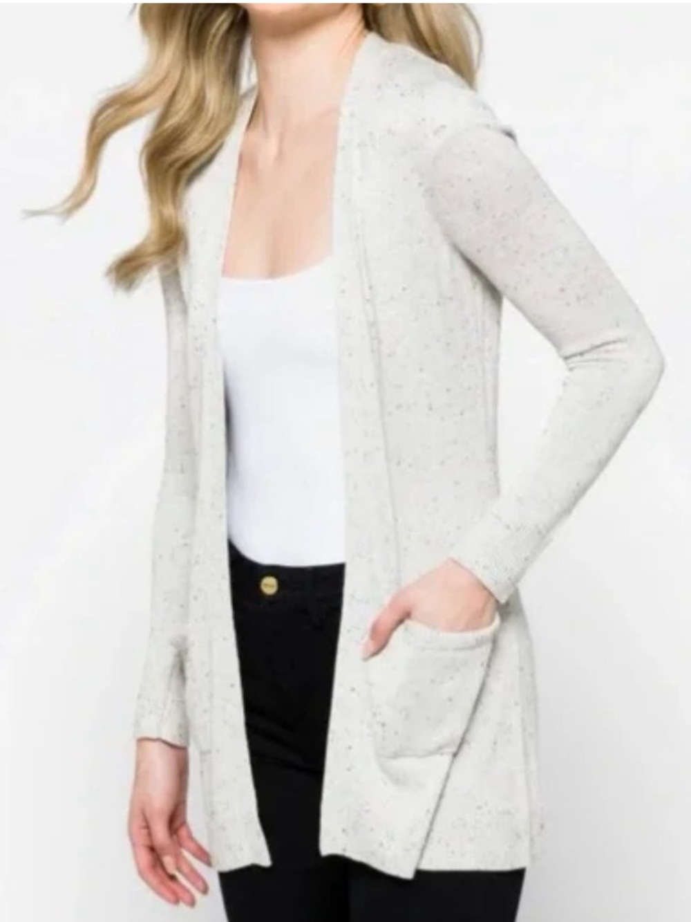 STITCHES + STRIPES Lilliana Cardigan Speckled Lightweight Gray Grey Sz XS